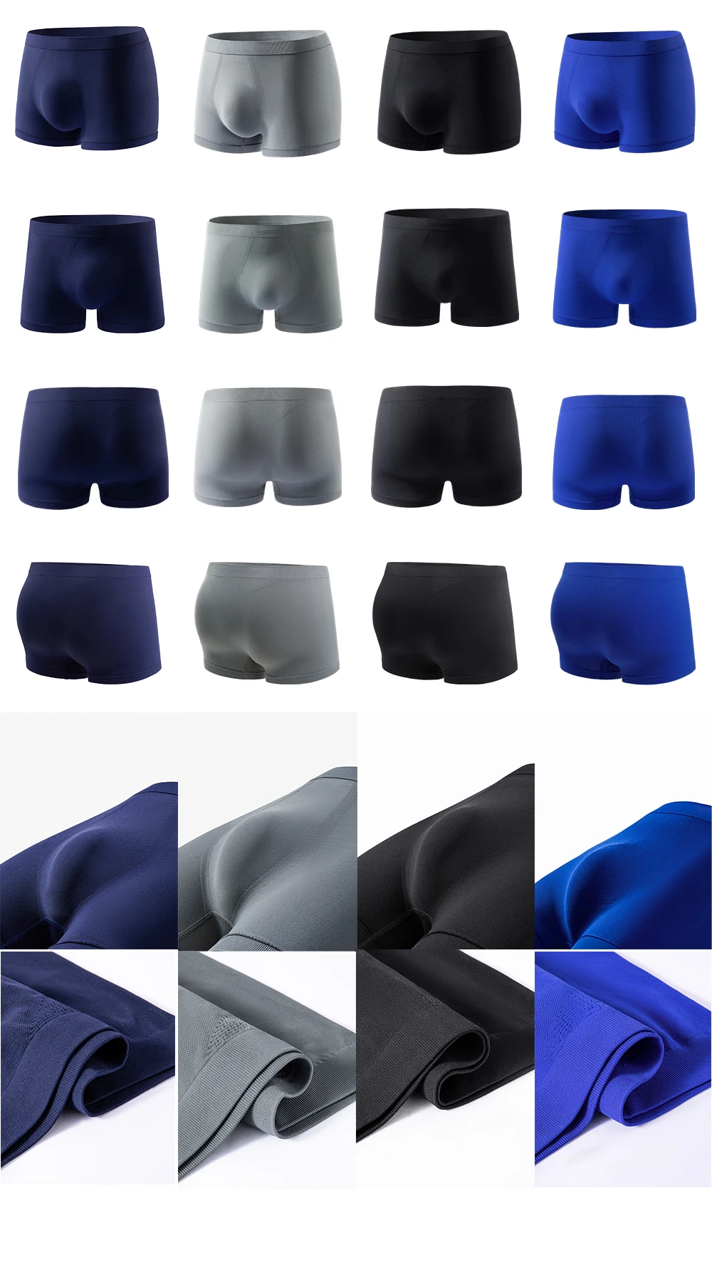 Men Boxer Brief Seamless Underwear Classic Luxury Black Men Seamless