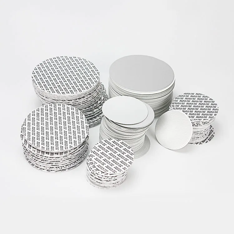 Induction bottle cap aluminum foil seal liner/wad sealed for your protection printed for PET/PE/PP capsule bottles