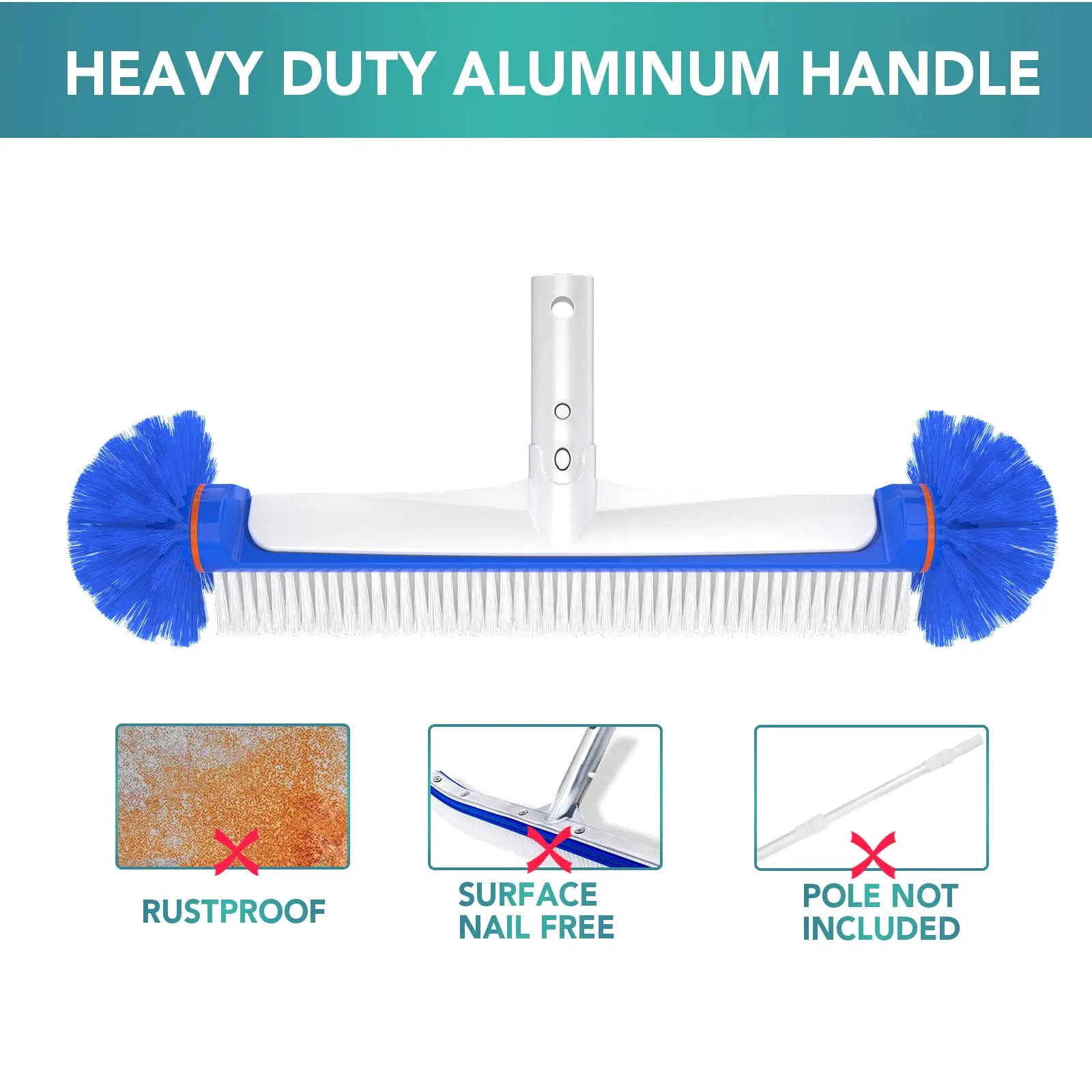 Professional Swimming Pool Wall And Tile Brush Heavy Duty Hemispherical