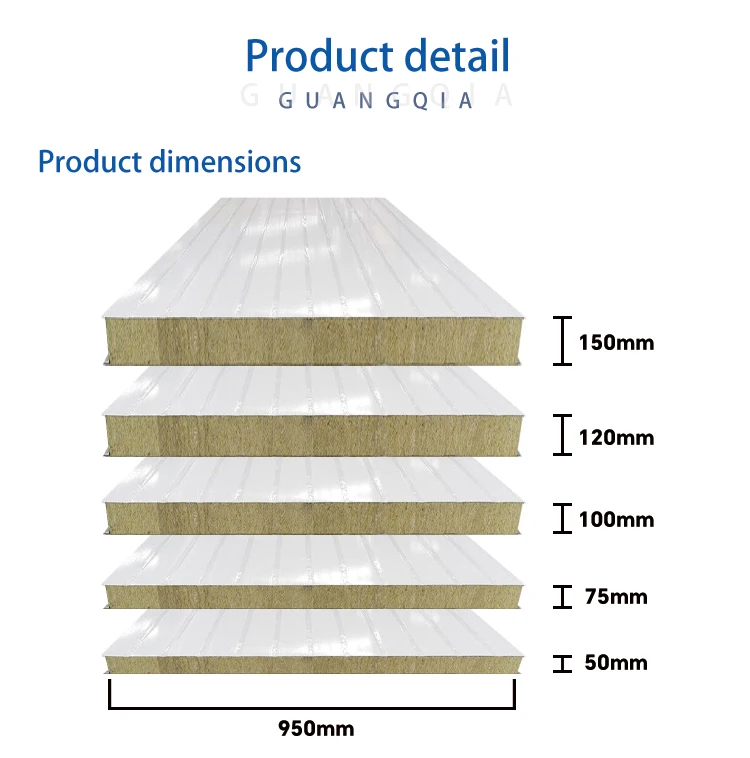 product guangqia rock wool fireproof sandwich roof wall panels for prefabricated building wall cladding materials-2