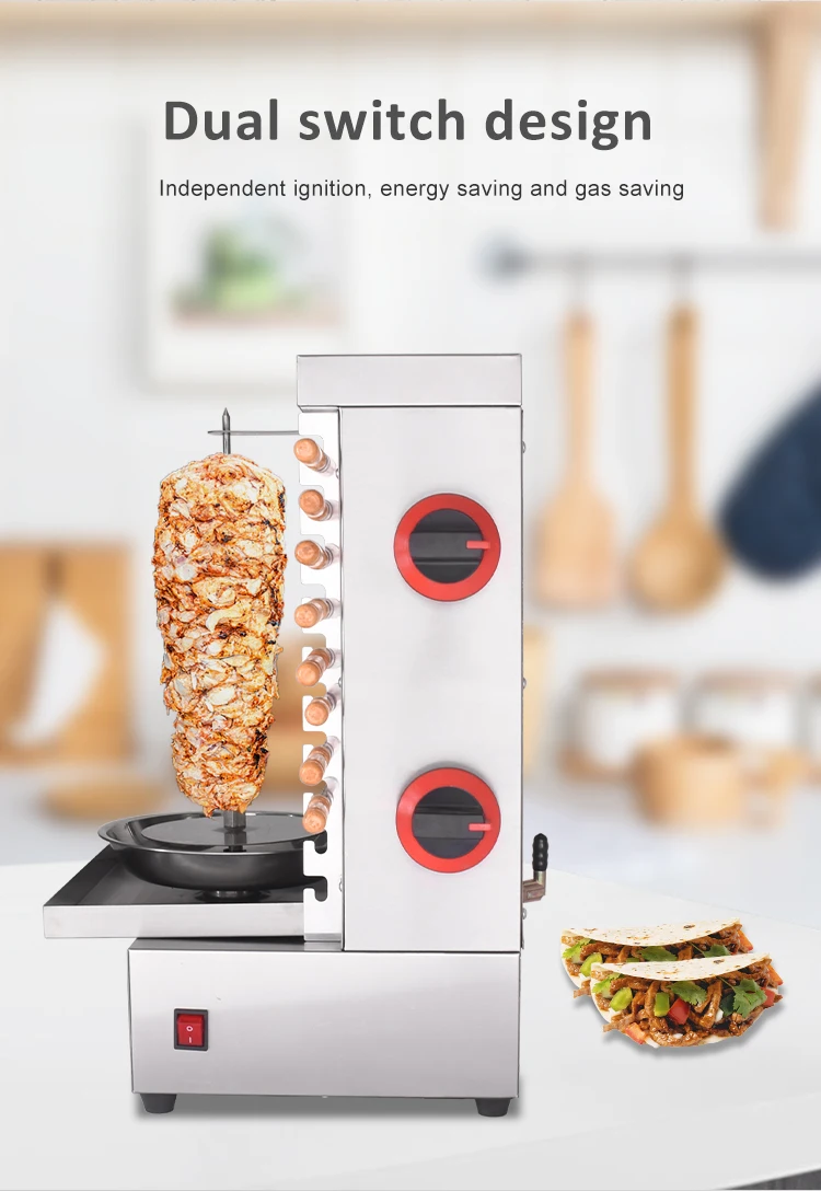 Lpg Gas Doner Kebab Machine Automatic Rotary Turkey Chicken Machine Meat Kebab Grill Commercial