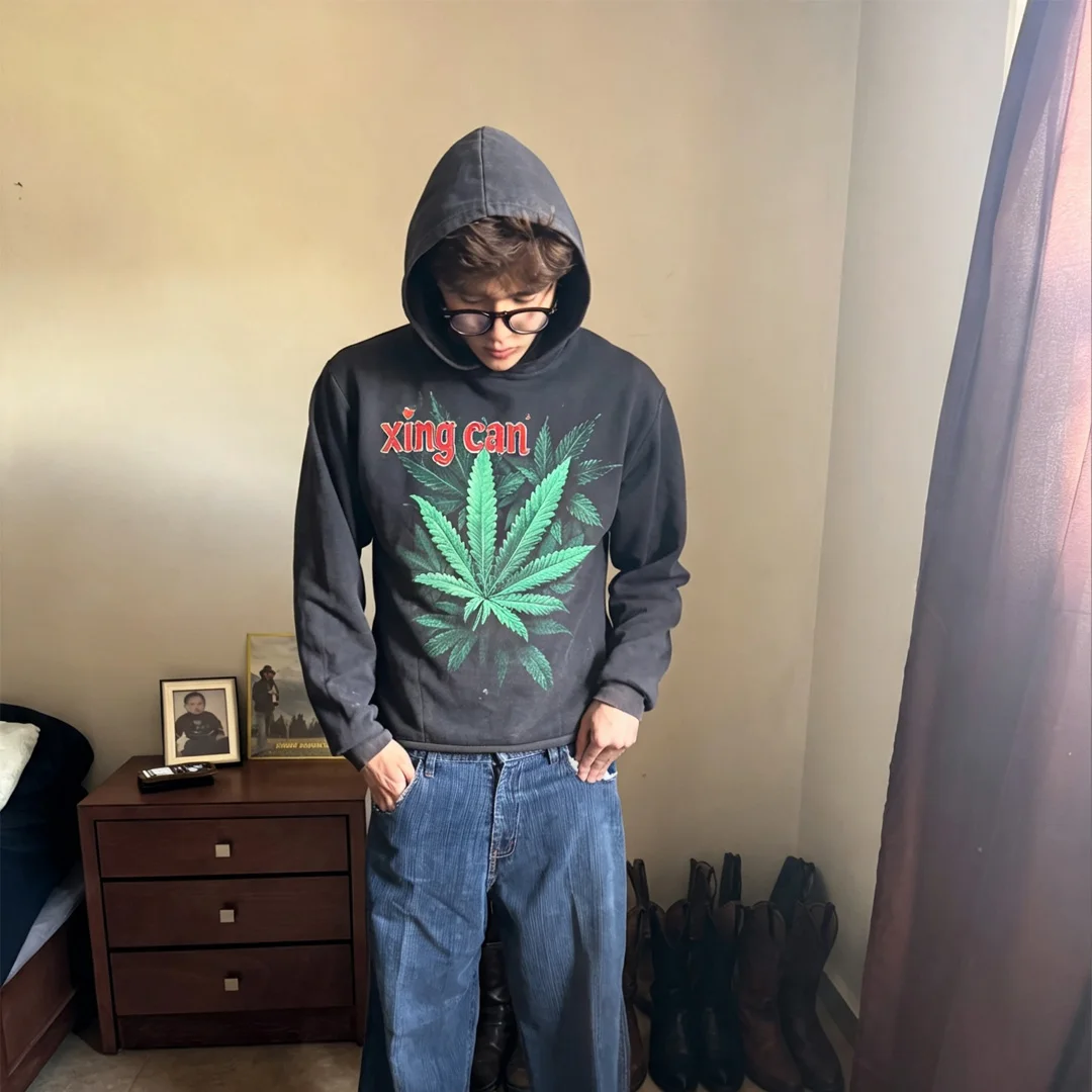Amerikaanse retro versteurde sweetshirt vir mans, DTG-digitale druk pullover styl modie langmou- T-shirt, straatklere vervaardiger