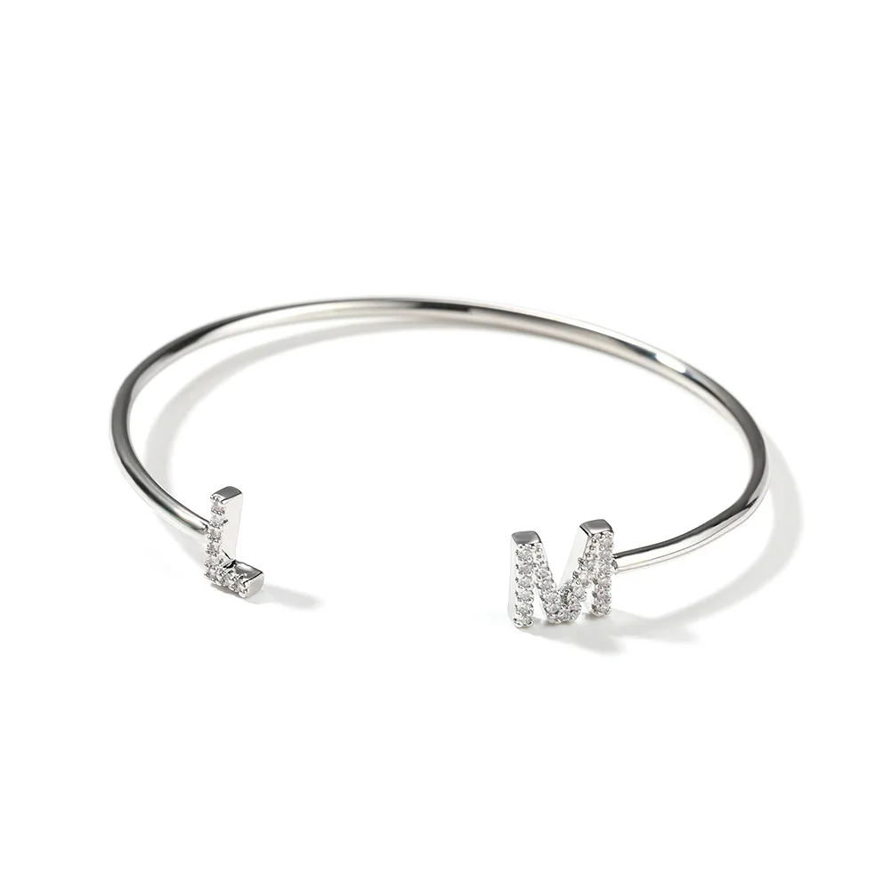 Adjustable Custom Mini Letter Simple Design Bangle Bracelet ...