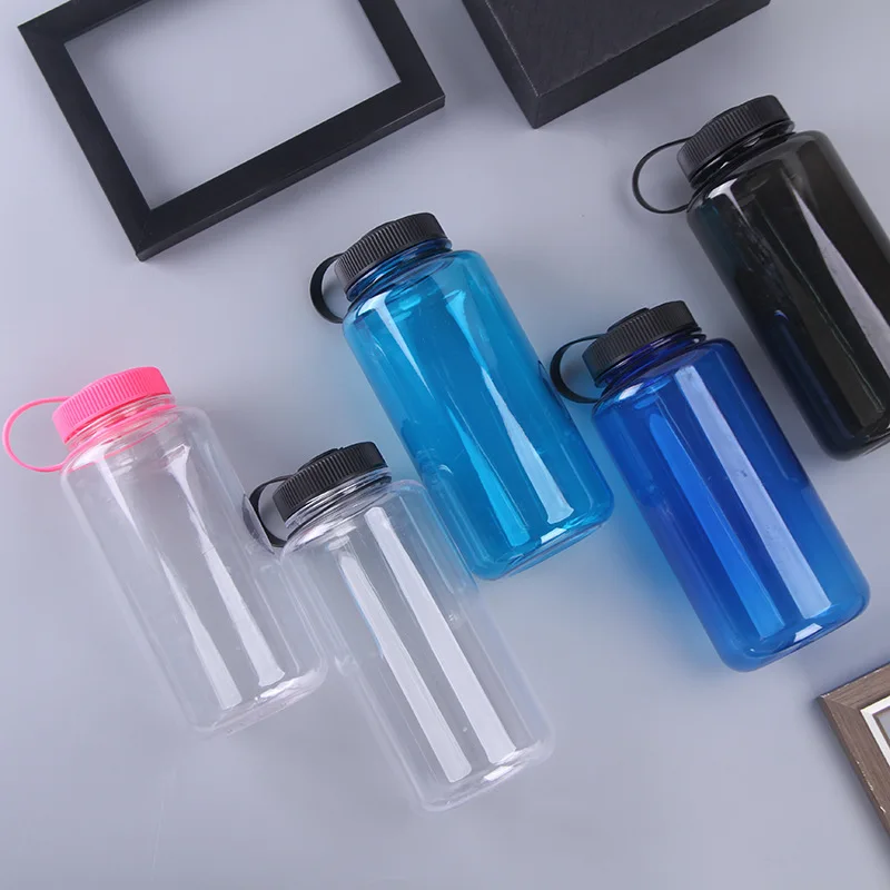 Wholesale Bpa Free Plastic 1l Big High Capacity Wide Mouth Plastic Water Bottle Sports With Handle Rope