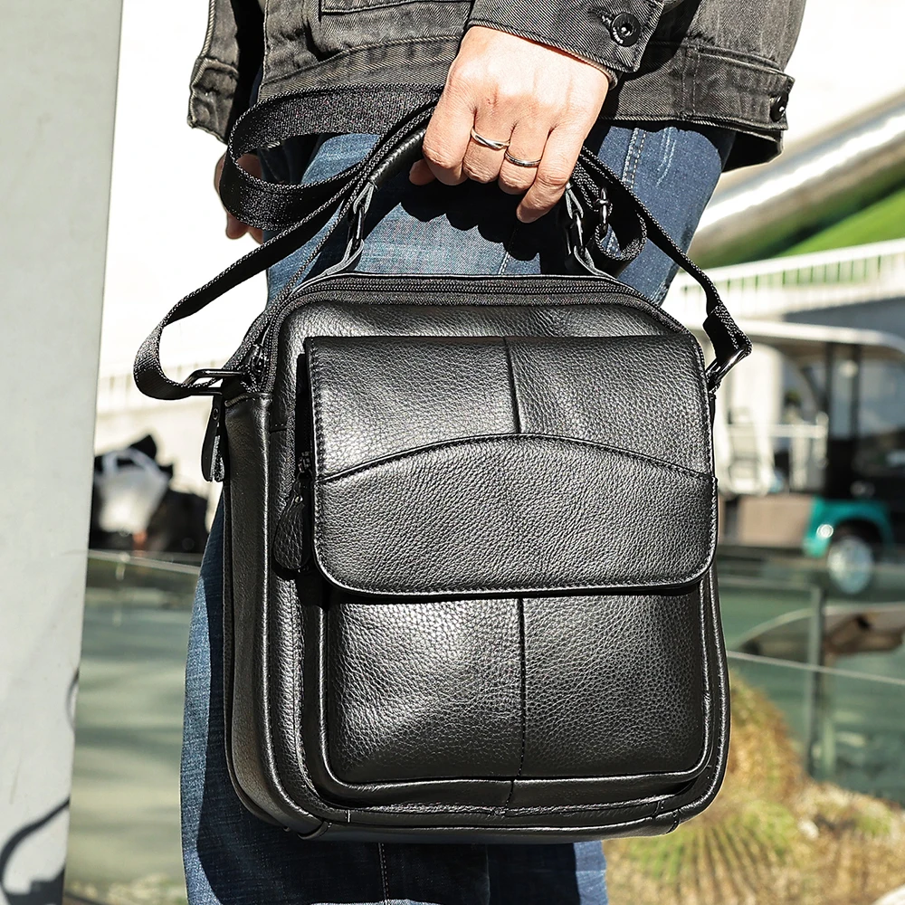 Borsa Cuoio Cartella Borsa A Tracolla Uomo In Vera Pelle - Messenger Compatta Per Lavoro E Viaggi Borsa Compatta Viaggio