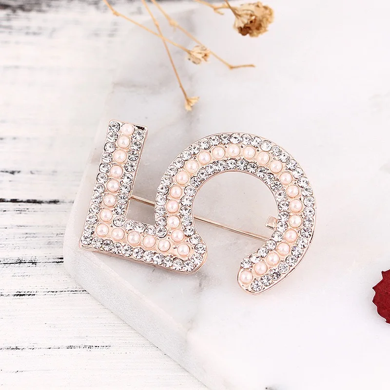 New Number 5 Brooch Pins For Women Fashion Women's Pearl Rhinestone Elegant  Lucky Number Five Brooches Pin - Buy Number 5 Brooch Pins For Women