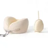 Beige water droplet memory foam neck pillow with storage box