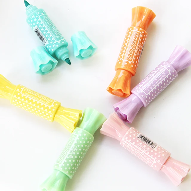 Thirty Percent Discount Cartoons Multi Color Candy Plastic Multicolor Fancy Pastel Kawaii Marker Highlighter Pen