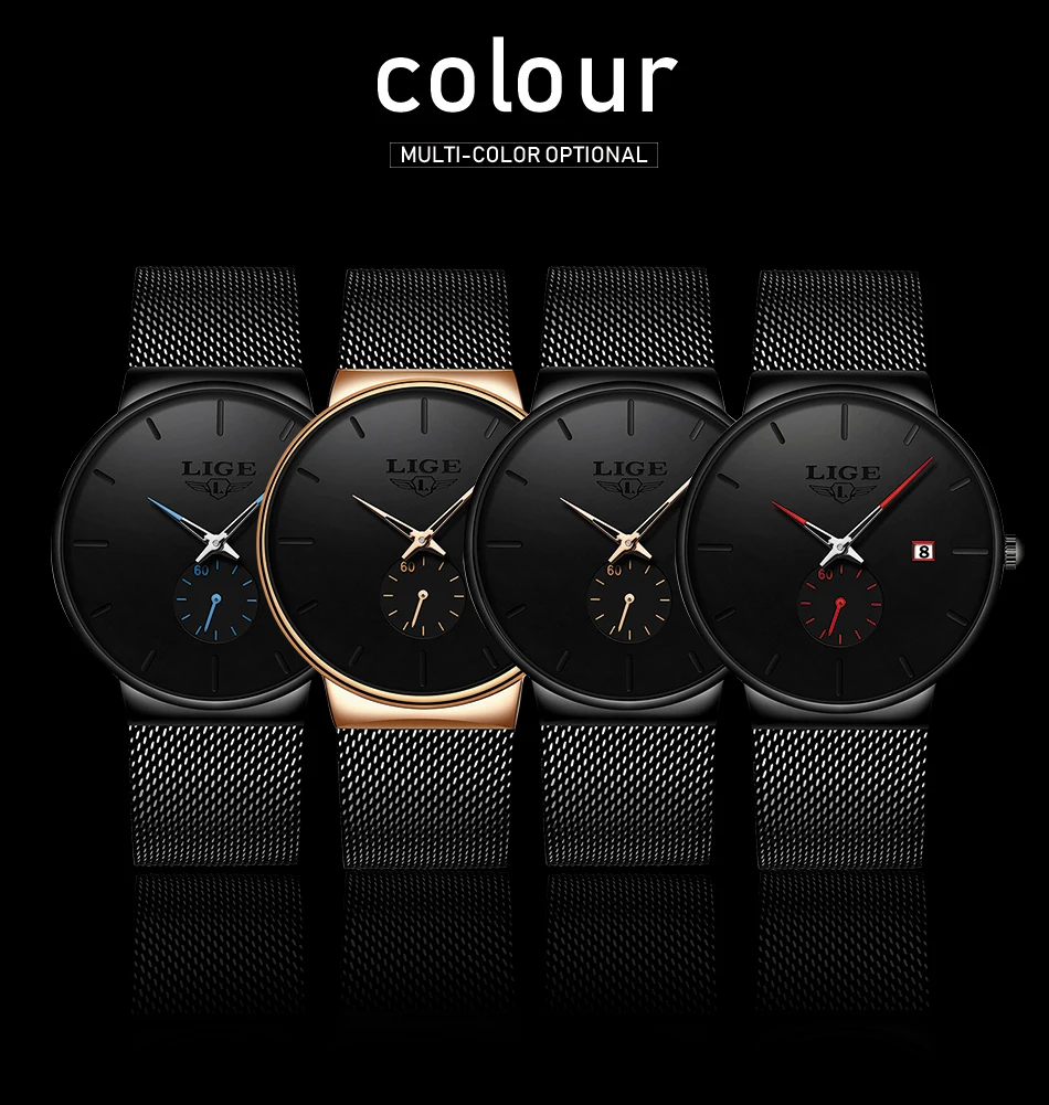 Lige 9969 Latest Fashion Casual Branded Quartz Movement Wrist Watch Waterproof Business Mens Style Watch for Men Montre Relojes