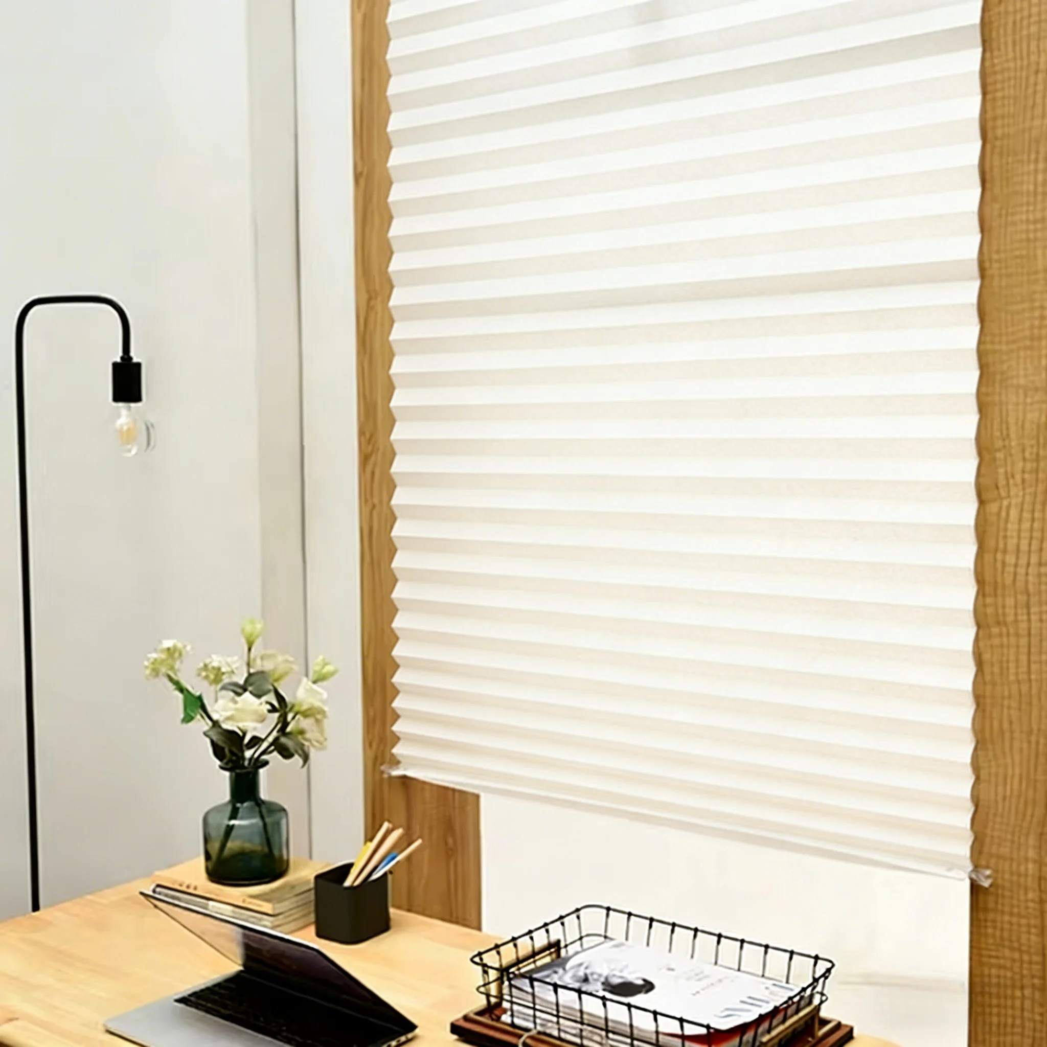 Temporary Eco-Friendly Paper Blinds Self Adhesive No Drilling UV Blocking Light Filtering Window Curtain for Home Every Day Use