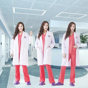 Unisex Hospital Lab Coats White Polyester/Cotton Woven Fabric OEM Customizable Medical Uniforms