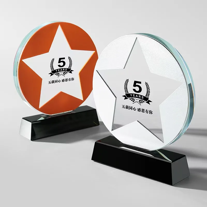 Custom New Design Round High Quality Crystal Glass Sports Event Award Trophy with Colorful Options preview 3