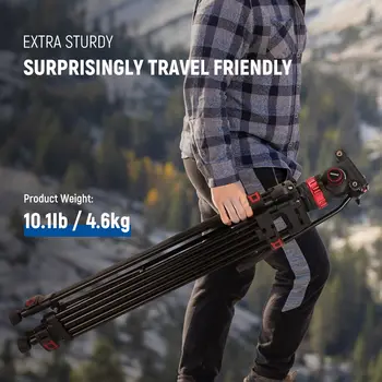 NEEWER 89-189cm 74" Video Tripod With Adjustable Fluid Head Metal Heavy Duty Dual-Mode QR Plate Compatible With RS Gimbals product image