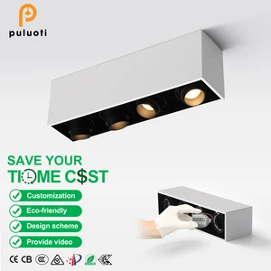 360 Degree Gyro Adjustable Beam Angle LED Spotlight Modern Aluminum Square Surface Mounted Ceiling Surface Mounted Spotlight