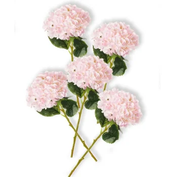 Artificial Hydrangea Silk Flowers Light Pink Bouquet Faux Hydrangea Stems for Wedding Party Table Vase Centerpieces Home Decor