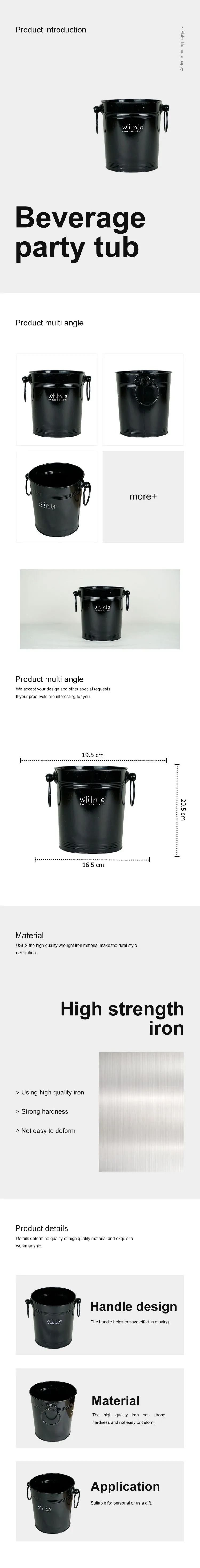 Wine cooler Metal ice buckets Galvanized Ice Buckets with handle
