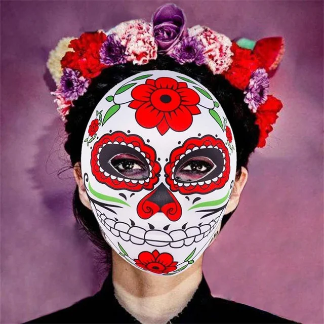 Masque Pour Les Yeux Dia De Los Muertos - Décoré Paillettes, élastique, Pour Halloween, Carnaval, Fête