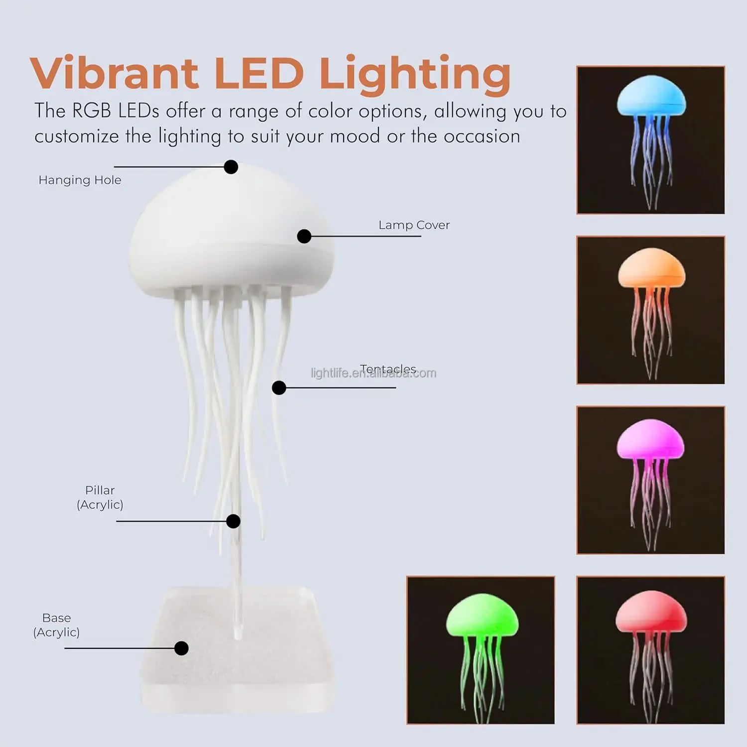 Smart Dancing Jellyfish Lamp Rechargeable RGB Gradient Jellyfish Bedside Lamp Ambient Light Voice Control Jellyfish Night Light