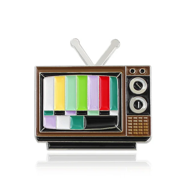 cartoon badges classic old television set brooches for women no