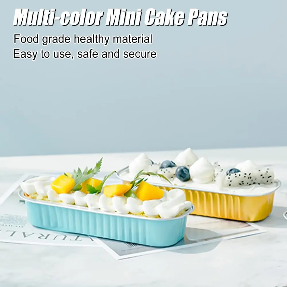Mini Loaf Pans With Lids and Spoons, Aluminum Foil Baking Pans,  Rectangle Cupcake Baking Cups Muffin Tins