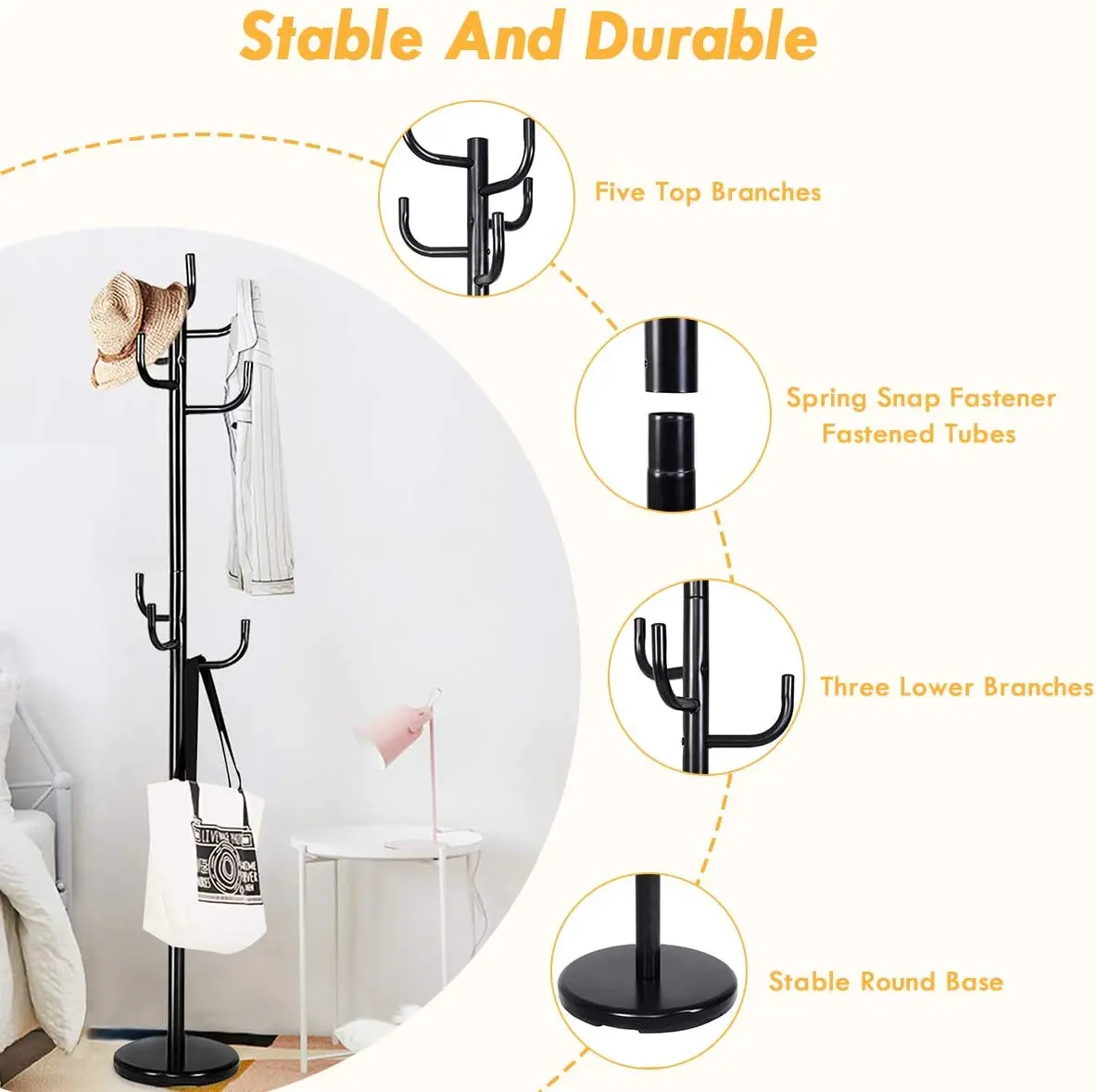 Metal Coat Rack Floor Standing Hallway Hall Tree With 8 Hooks Buy