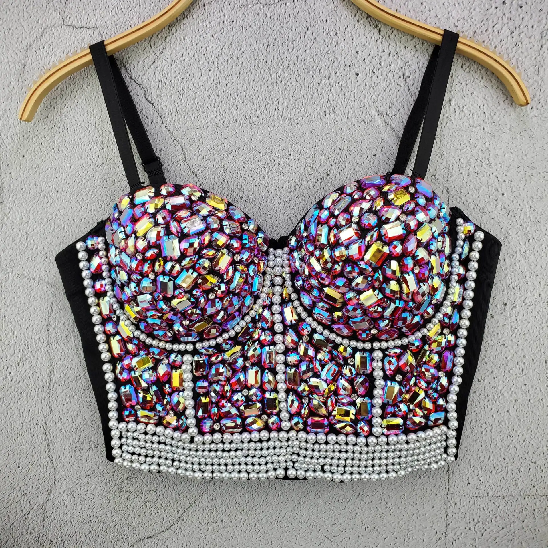 Sexy Corset Top with Rhinestone Bustier - Y2K Crop Top