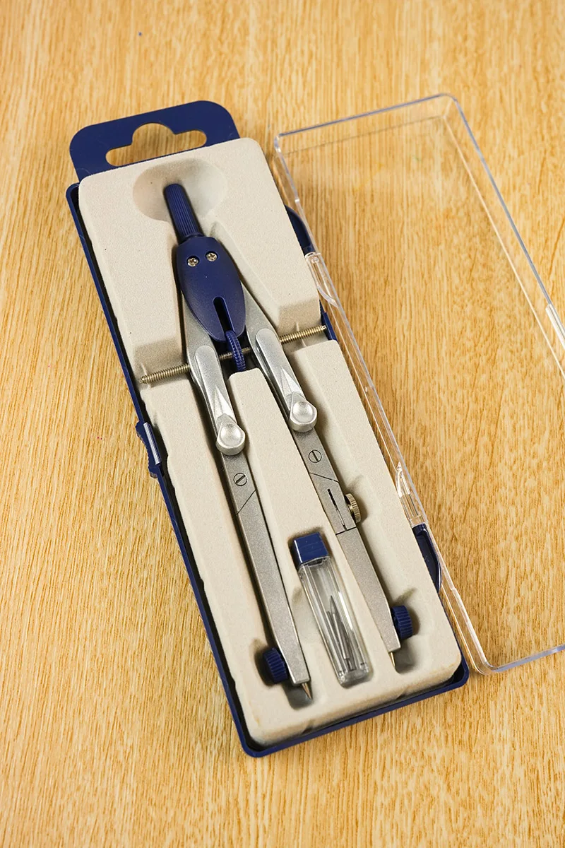 2024 Прямая поставка с завода студенческие канцелярские принадлежности столярная линейка набор компасов металлических