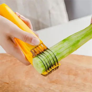 Unique Kitchen Gadgets 2024 Stainless Steel Fruit Peeler Cucumber Banana Slicer for Salad Smoothies Snack