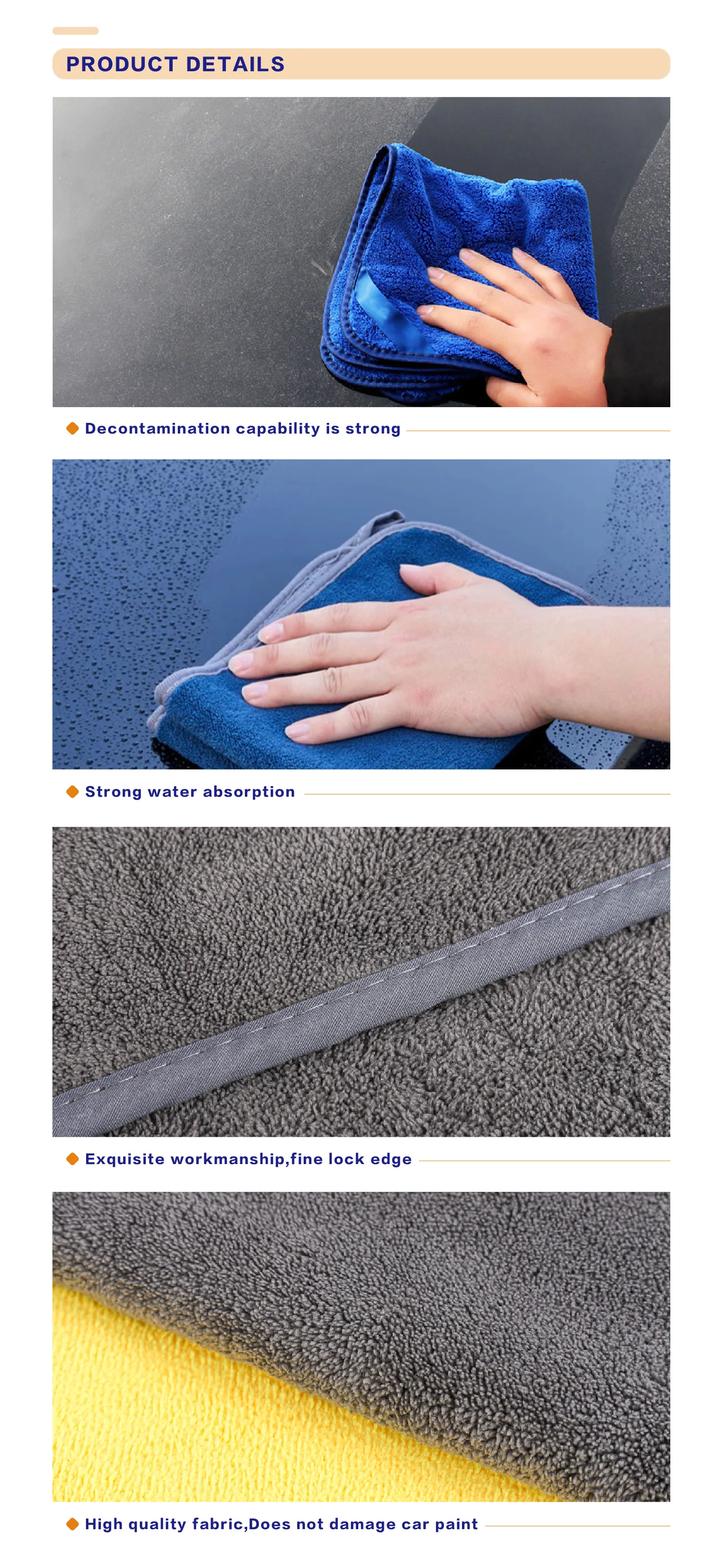 Hot Selling Microfiber Coral Velvet Absorbent Wash Thick Plush Car Dry