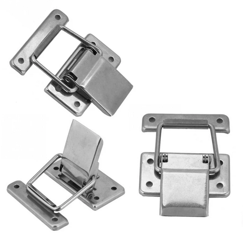 4Pcs Latch Hasps Stainless Steel Durable Metal Hardware Cabinet Case Spring Loaded Latch Catch Toggle Hasp DK007 