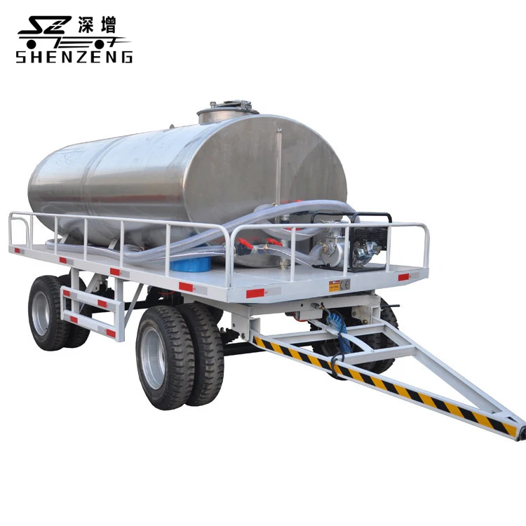 304 Stainless Steel Four Wheel tank on Trailer for Water Transport