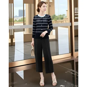 Hong Kong-style Black Shirt Women's High-end Light Luxury Age-reducing Long-sleeved Miyake Red Top Slim Cute Stripes Spring
