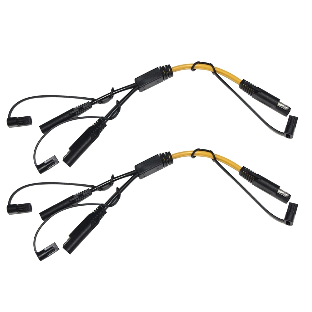 Solar Battery Power Plug Splitter Cord 1 to 2 SAE Extension Cable Connector Adapter for Car Vehicle