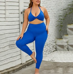 OEM 4 XL Plus Size Leggings High Waist Athletic Workout Yoga Pants Women and Sports Bra Gym Fitness Sets Plus Size