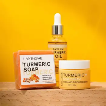 Lightening Oil Cream Soap Turmeric Skin Care Set for Whitening Brighten Skin Colour Turmeric Extract Skin Care 3 piece set
