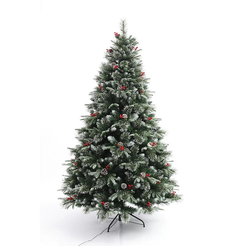 Customized 180cm Standing Artificial Christmas Tree High Quality New Year Pine Cone Decoration with Snow