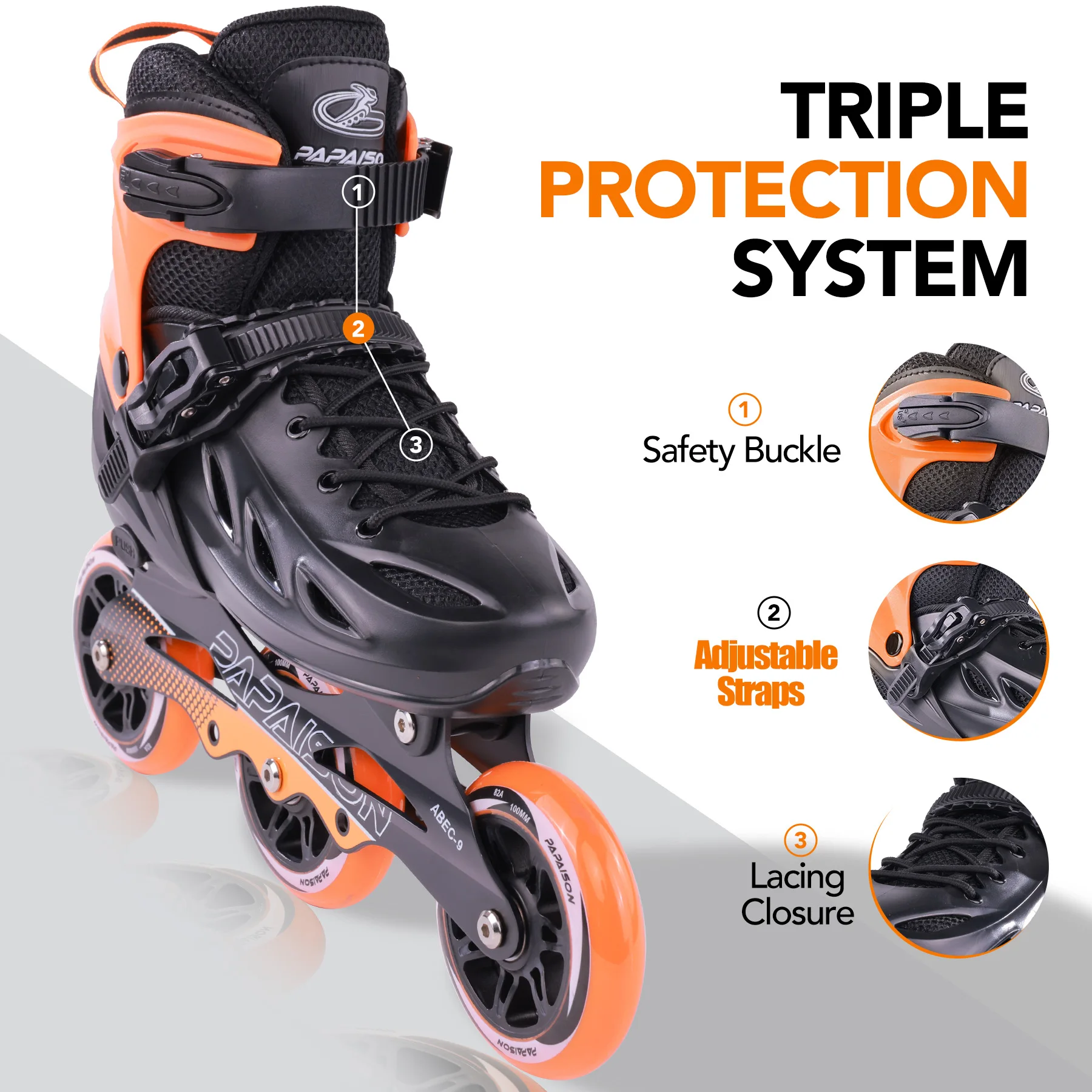 Size Adjustable Popular Roller Skates Three Wheel Roller Skates Hot Sale  High Quality Big Three Wheels Inline Skates