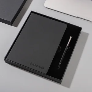 Wholesale Custom Logo Hardcover Premium Business Gift Color Free Match Diy Leather A5 Notebook Water Bottle Stationery Set Box