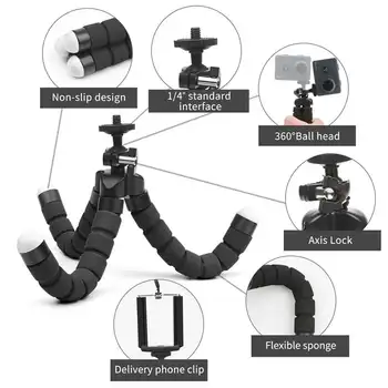 2021 Hot Foldable Mini Tripod Sponge Octopus Mobile Phone Holder Flexible Tripods Bracket Selfie Stick Tripod for Smartphone product image