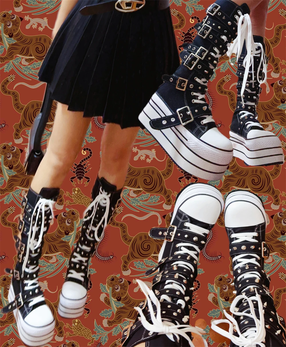 Vintage Rivet Wasteland Style Punk Subculture Y2k Boots