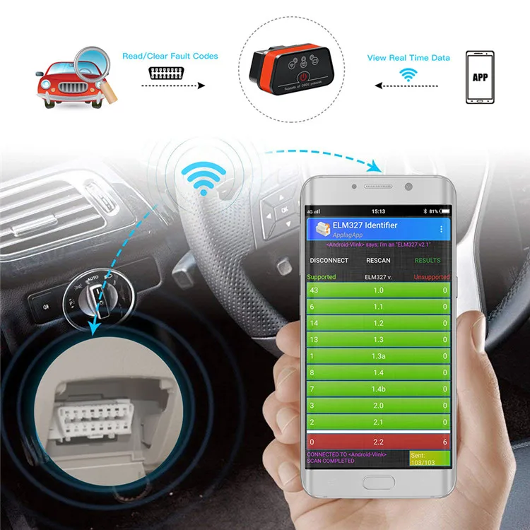 Classic OBD 2 Code Reader Vgate Icar 2 Icar2 WiFi ELM327  OBD2 Car Scanner Diagnostic Tool  Automotriz for IOS and Android