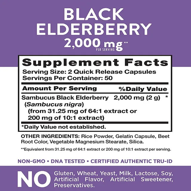 Oem Black Elderberry Capsules Super Concentrated Sambucus Extract Immunity Supplements Buy