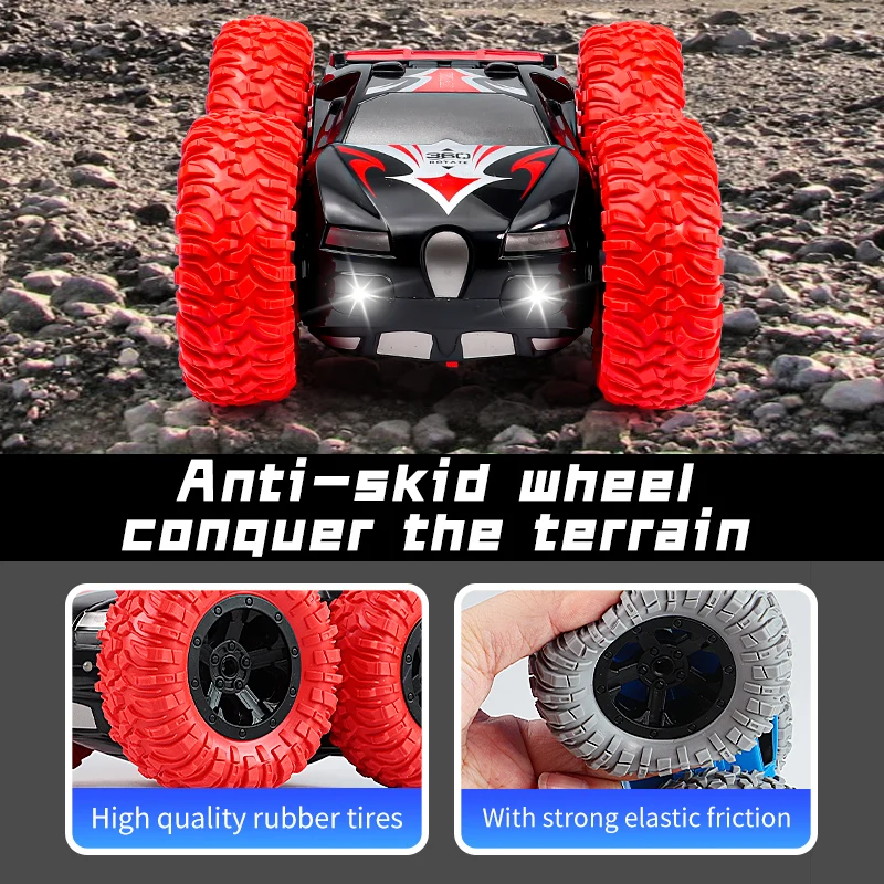 Remote Control Stunt Car 4WD Dual Exhaust Pipes Smoke Spraying RC Cars Double Ricochet Stunt Car with Light