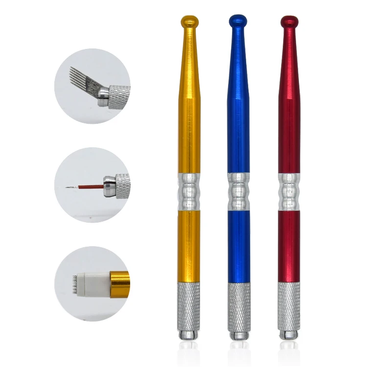 Professional Microblading Pen with Crossing Lock-Needle Device Multiple Needle Types and Lightweight Aluminum Alloy Design