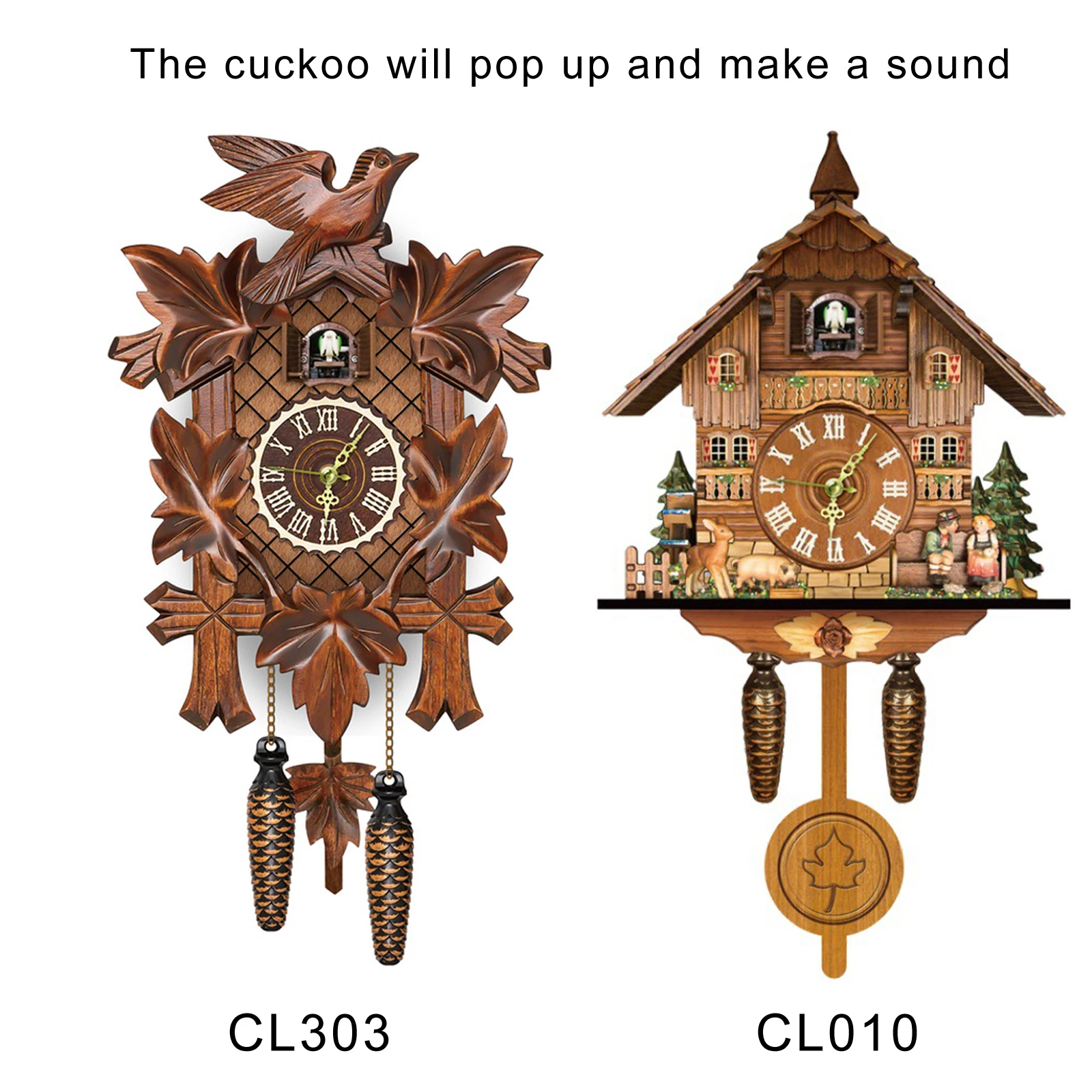 A Large Wall Clock in Tree Style Black Forest Cuckoo Clock TLM Toys Cuckoo Clock Nursery and Decoration Cuckoo Clock with Large Arabic for Home Study 