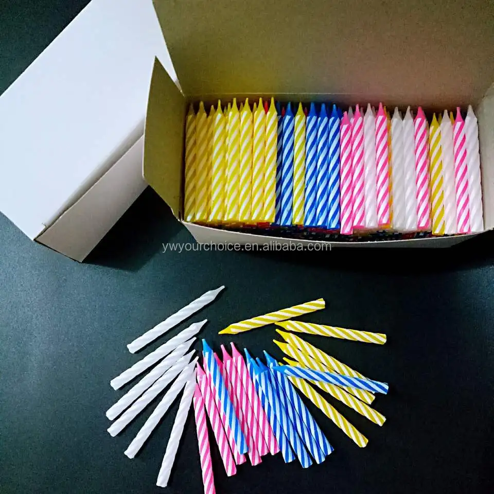 Party Things Pillar Spiral Birthday Candle Colorful Stripe Rainbow