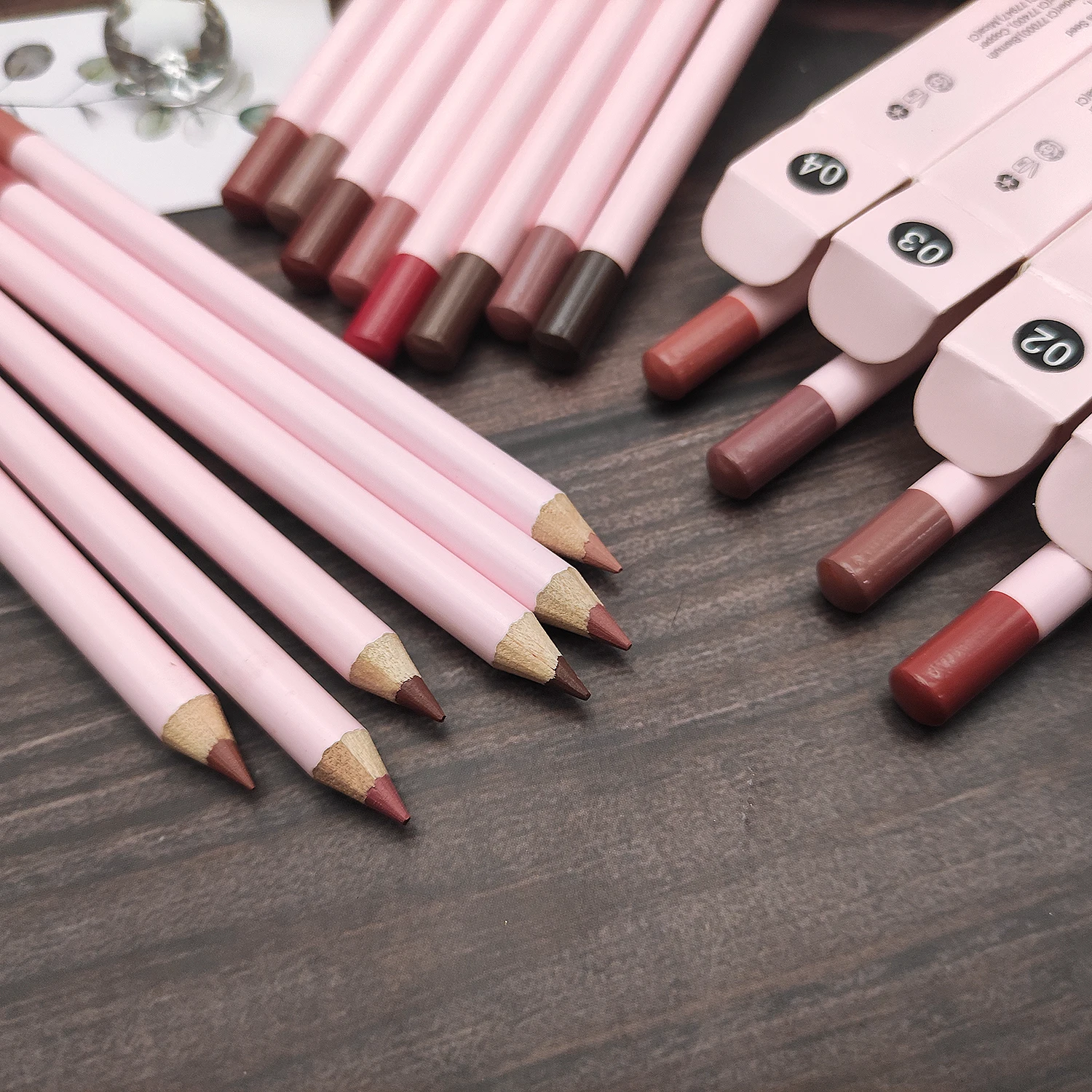 Custom Brown Vegan Creamy Lip Liners Pink Lipliner Pencil Pink Lipliner ...