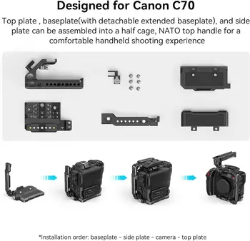 SmallRig Camera Cage Handheld Kit for EOS C70 for Canon with NATO Top Handle Locating Holes for ARRI - 3899 detail image
