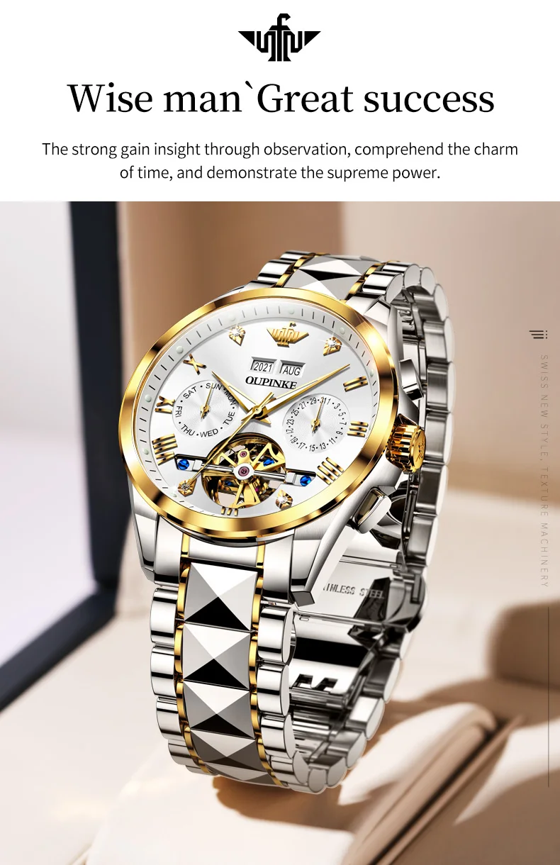 Oupinke 3186 Luxury Men's Watch - Fully Automatic Mechanical