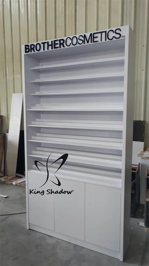 2022 Kingshadow Beauty Shop Display Nail Polish Table With Led Shelf Display Nail Bar